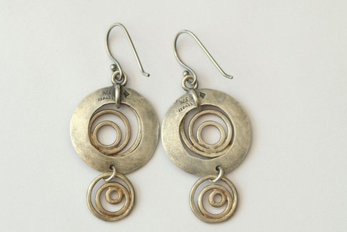 Silpada Sterling Silver Hammered Round Swirl Spiral Drop Earrings W1756 - Picture 2 of 12