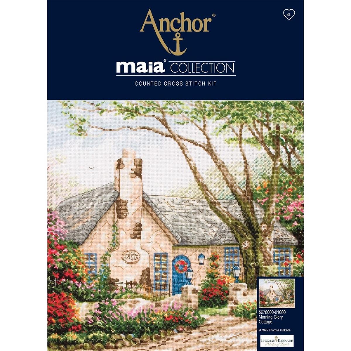 Anchor Maia Collection counted Cross Stitch kit ""Morning Glory Cottage"", DIY