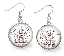 Celebrate Puppy Dogs Girl's Dangle Earrings Glass Dome Top 2 Sizes Handmade Gift