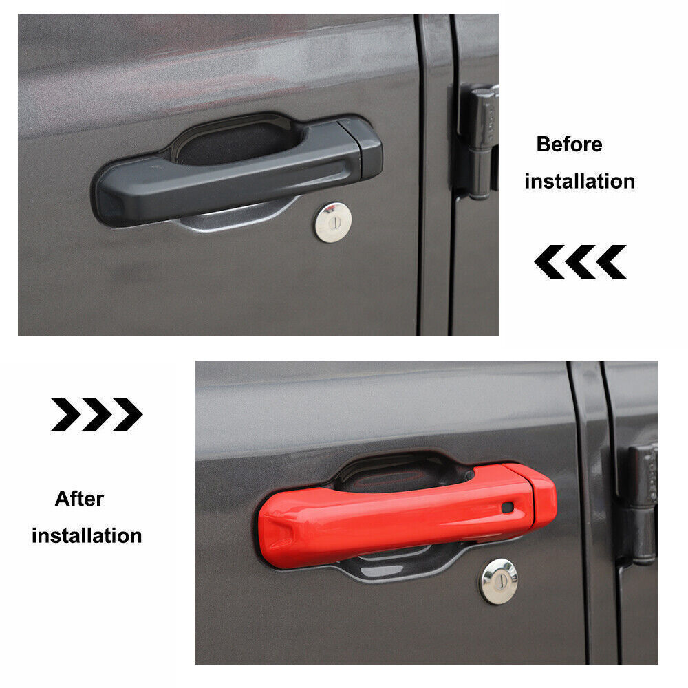 Exterior Side Door Handle Strip Trim For Jeep Wrangler JL 18-23 Bright Red 4Door