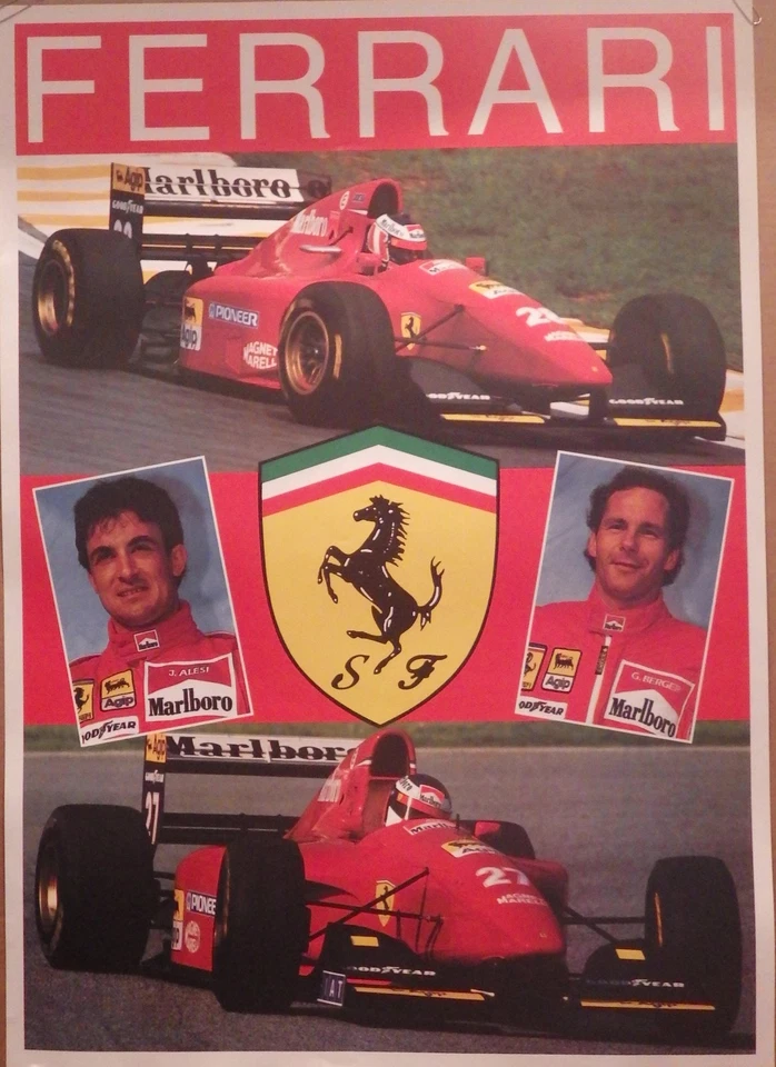 F1 POSTER ~ Team Ferrari VINTAGE 24x36" UK Jean Alesi Gerhard Berger Formula 1 - Image 4 of 4