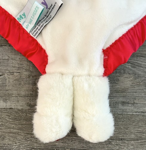 My Banky Security Baby Blanket Kisses Red and White Teddy Bear Satin Trim - Picture 4 of 15