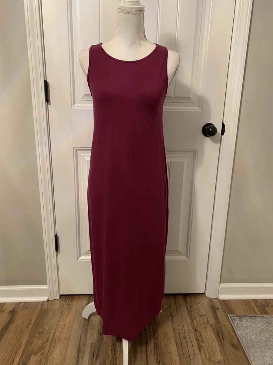 New Eileen Fisher Stretch Jersey Knit Tank Dress Raspberry Sz 2XS