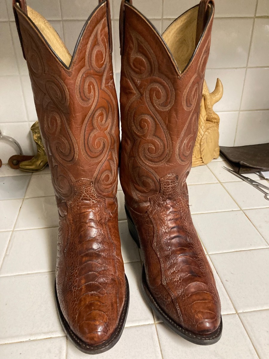 DAN POST COGNAC BROWN OSTRICH LEG USA LEATHER ENGINEER  display picture 2