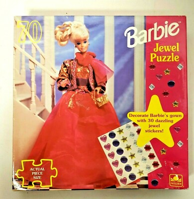 VTG Golden Barbie Jewel Puzzle 70 Pieces 1991 New Sealed! Fast Shipping 11 x 15