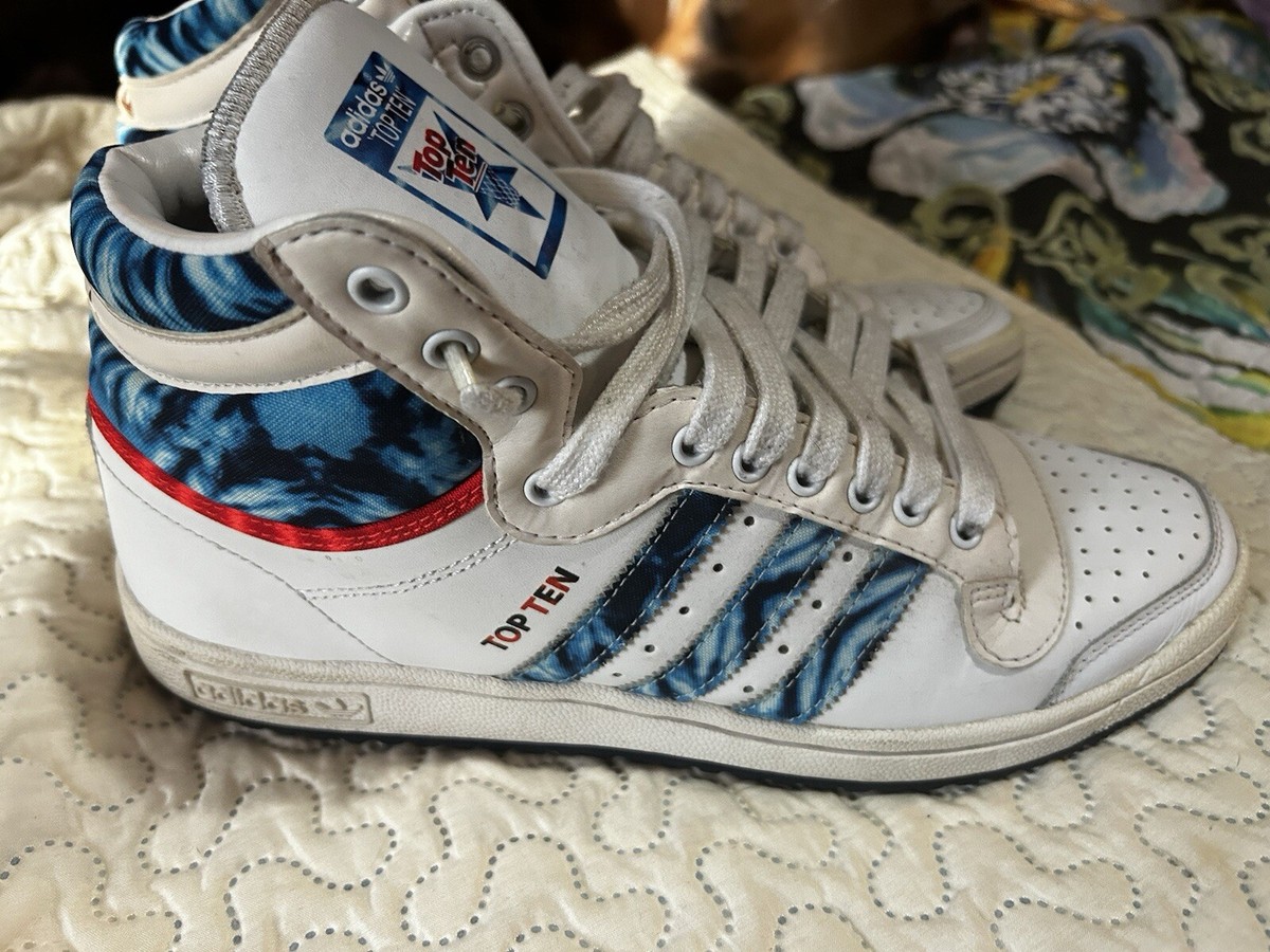 Size 9.5 - adidas Top Ten High Black/gray, blue/white, blue/white