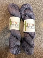 2 Skeins Of Desert Vista Dyeworks Self-Striping Sock Yarn Charcoal Gray Craft