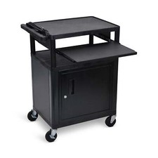 Luxor LP34CLE-B AV Cart - 3 Shelves Cabinet Front Pullout