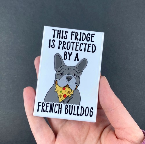 Blue French Bulldog Fridge Protector Magnet Gift Decor 2x3" Handmade - Picture 3 of 6