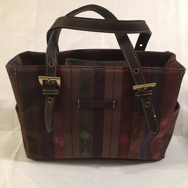 CARRIBEAN JOE BAG PALM TREE SIGNATURE FABRIC CJ PATTERN purse handbag