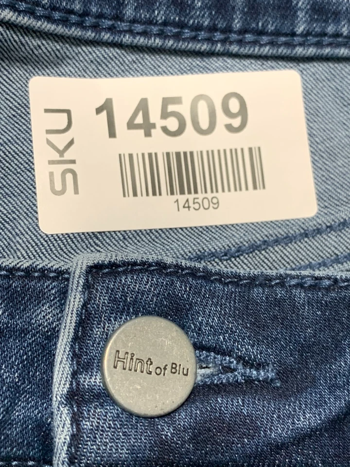 Pantalones de mezclilla elásticos de tiro alto Hint of Blu de pierna recta para mujer talla 30 azul Foto 4 de 4