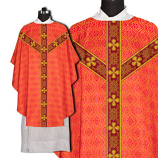 Liturgical Gothic Chasuble with Decorative Orphrey  Matching Priest Stole