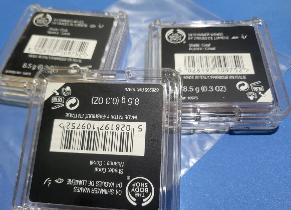 3pcs x BODY SHOP  ORIGINAL SHIMMER WAVES 04 CORAL - NEW - RARE 3x - Image 3 of 4