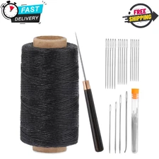 Leather Upholstery Sewing Waxed Thread Kit, 273 Yards Waxed Thread Sewing Nee...