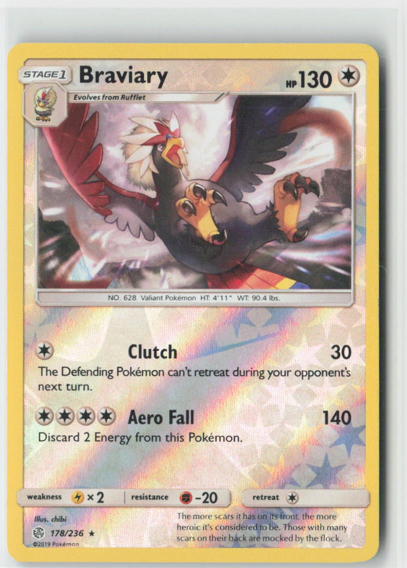 Braviary 178/236 Rare Cosmic Eclipse Pokemon Reverse Holo Near Mint