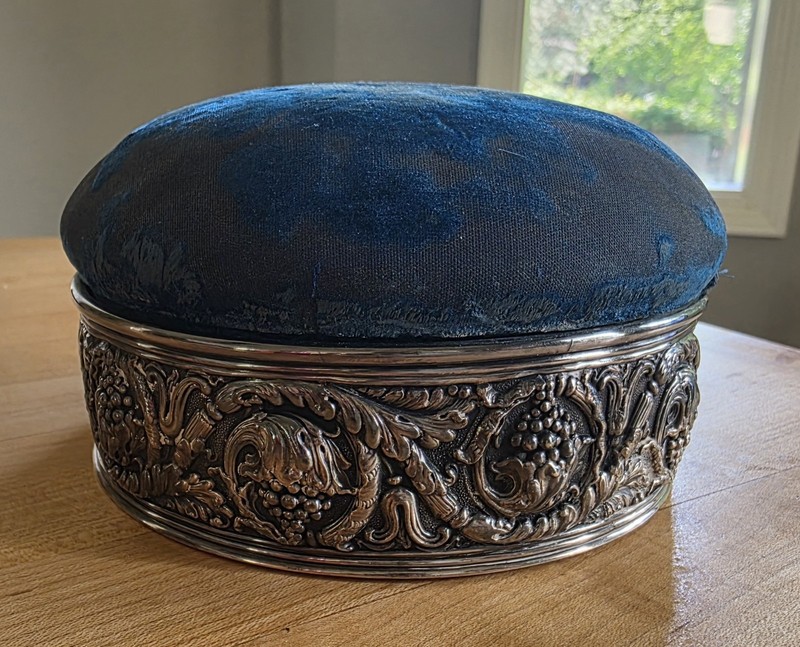 Antique Victorian Tiffany Co Silver Soldered Pin Cushion Holder