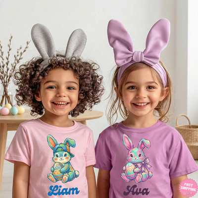 Personalized Easter 2026 Kids Shirt, Custom Bunny Shirt,Kids Easter Cute Shirt