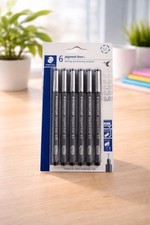 Staedtler Pigment Liner 308-9SBK8, Assorted Tips, Black Ink, 8-Pen Set