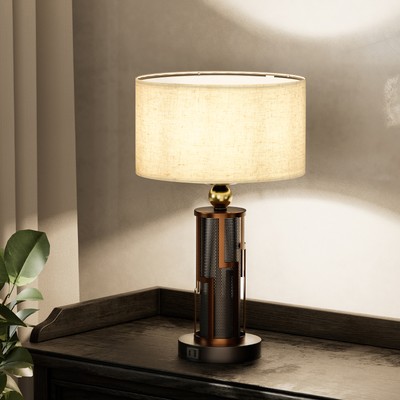 LED 3-Way Dimmable Touch Control Table Lamp Bronze Desk Light USB Charge Ports