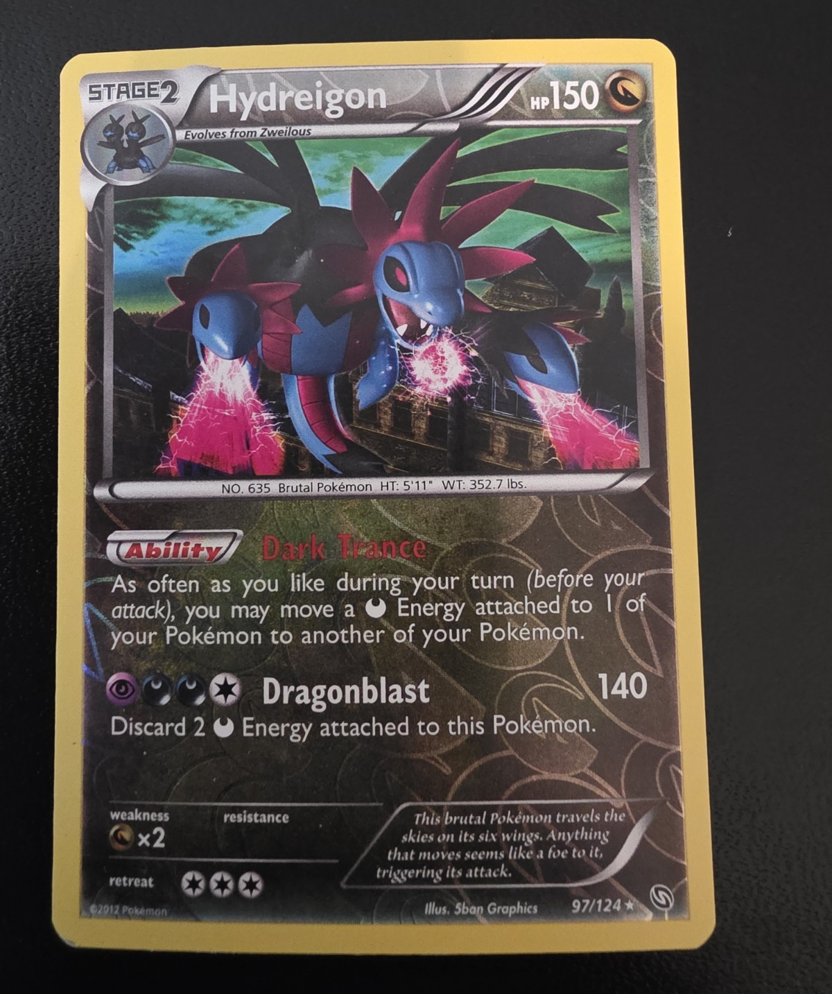 Pokemon TCG Hydreigon 97/124 Dragons Exalted Reverse Holo Rare