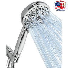 JDO 6-Setting High Pressure Handheld Shower Head 4.7" Chrome w/ 59" Hose