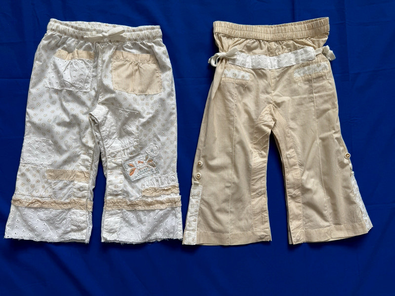 NWOT 2 Pairs Chipie Toddler Girl Summer Pants 18M Made in France Embellished