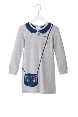 Little Marc Jacobs Girls 12 Gray Dress Pocketbook  Long Sleeve Jersey Boutique