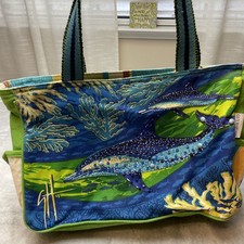 Guy Harvey Womens Beaded Tote Bag Blue Green ...
