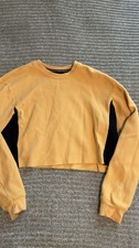 IZOD Colorblock Yellow Black Crewneck Pullover Sweater M Cotton Polyester Knit