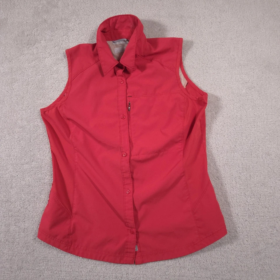 Columbia Shirt Womens Large Red Sleeveless Omni Shade Sun Protection Hiking - Image 2 of 4