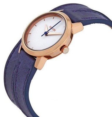 Nixon A4031675-00  XS, Damenuhr, Edelstahl rosègold, Lederarmband lila/blau NEU