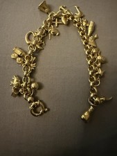24 Gold 9ct Yellow Charm Bracelet 19cm Vintage 1980 Made In UK Hallmarked