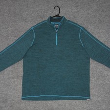 Eddie Bauer Quarter Zip Pullover Sweater Mens T2XL Teal Heather Warm Outdoor