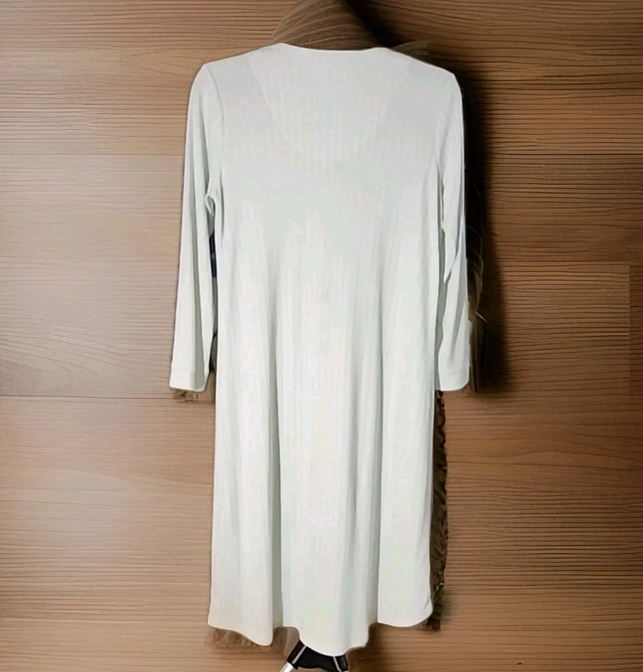 Karen Newburger 长睡衣女式绿色/蓝色条纹-中号 — 第 2/4 张图片