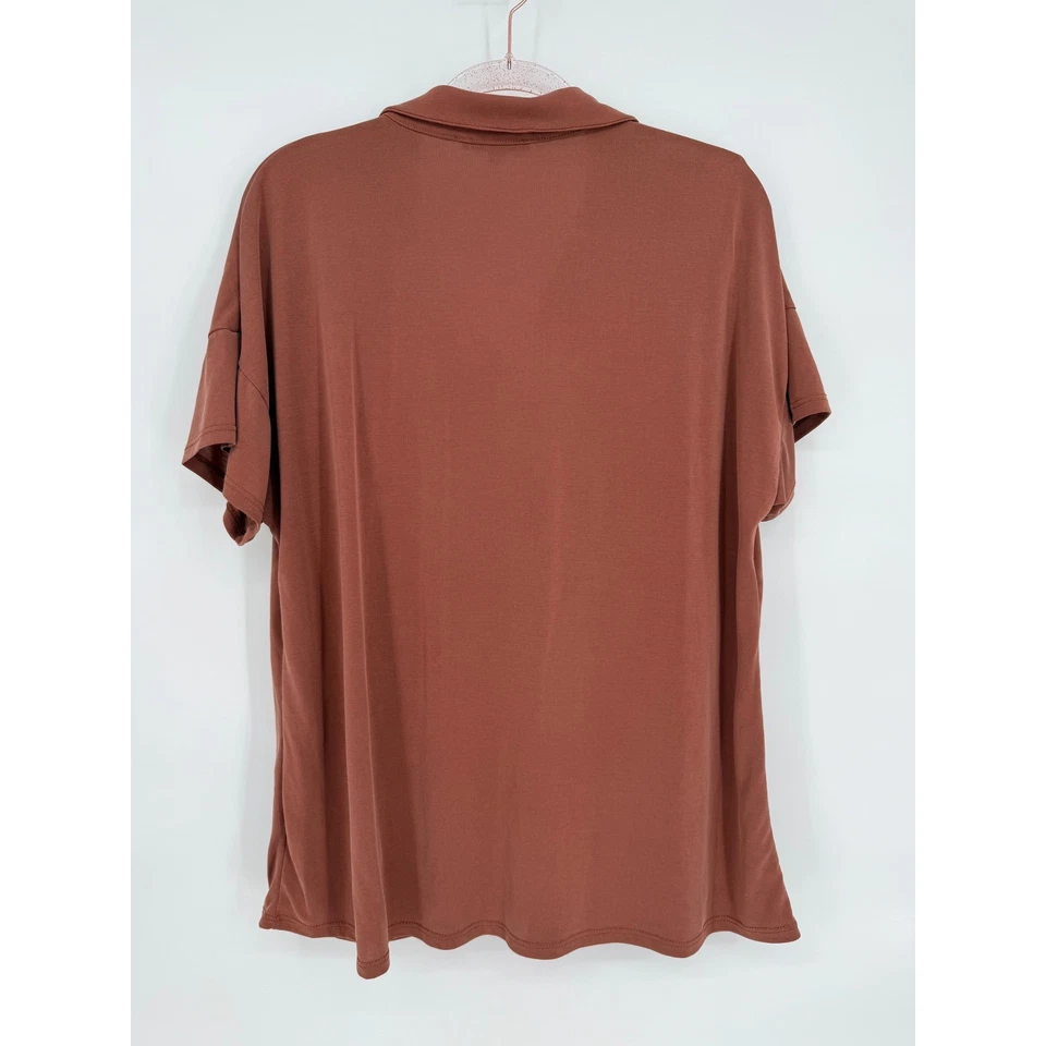 Blusa verde sobre con cuello de Los Ángeles para mujer talla XL manga corta malva Foto 4 de 4