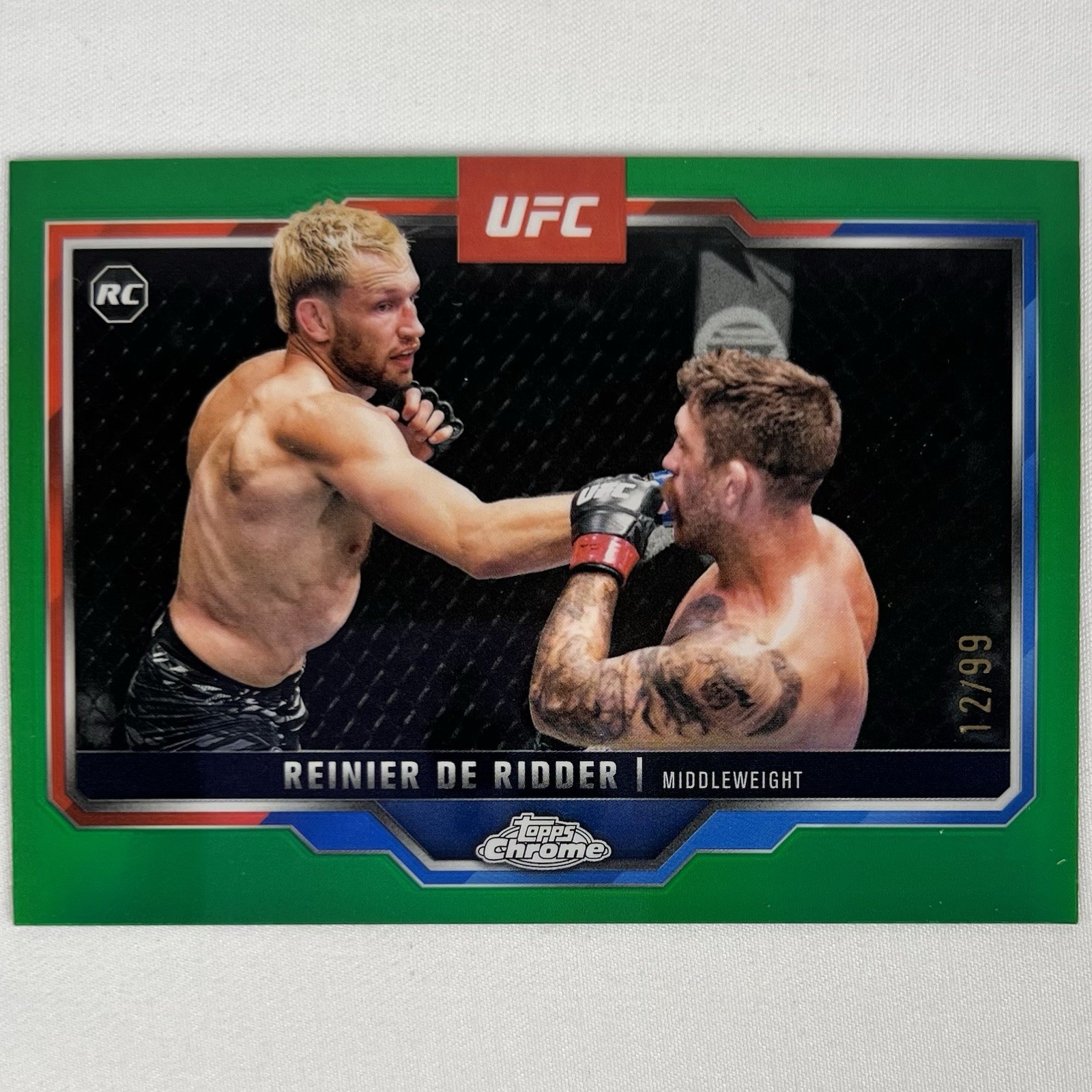 2025 Topps Chrome UFC Reinier De Ridder #185 Rookie RC Green Prizm /99