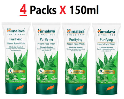 Himalaya Purifying Neem Face Wash-Acne & Pimple Clear Skin Cleanser Gel-4X150ml