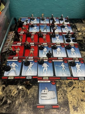 Star Wars Miniatures Rebel Figurines Lot of 29 Figures Some with Cards, Some not