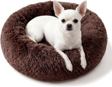 Calming Donut Dogs Beds for Small Dogs Washable,19inch Fluffy Round Puppy Bed fo