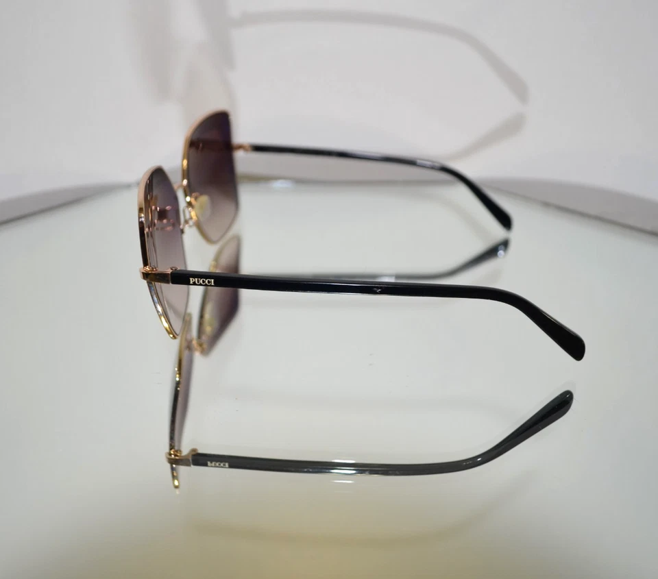 HERMOSAS Gafas de sol Emilio Pucci Doradas/Negras Degradadas De Gran Tamaño Italia EPS103 05K Foto 3 de 4