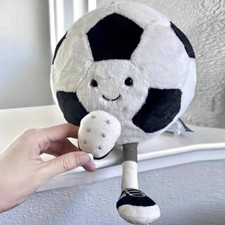 Jellycat Amuseables Sports Soccer Ball Plush Toy in Patchwork Design Size 12.2