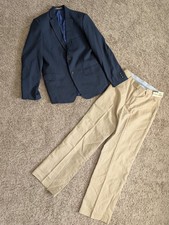 NWT Boys Beige Nautica Suit Pants Size 14 And Van Heusen FLEX Navy Blazer Suit
