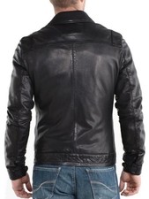 New Mens Leather Jacket real lambskin coat biker motorcycle racer cafe Slim M751