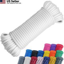 100ft 1/4 Polyester Utility Rope Strong Cord Flagpole Camping Clothesline USA