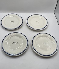 RAE DUNN SET OF 4 CERAMIC SNACK PLATES EAT DI...