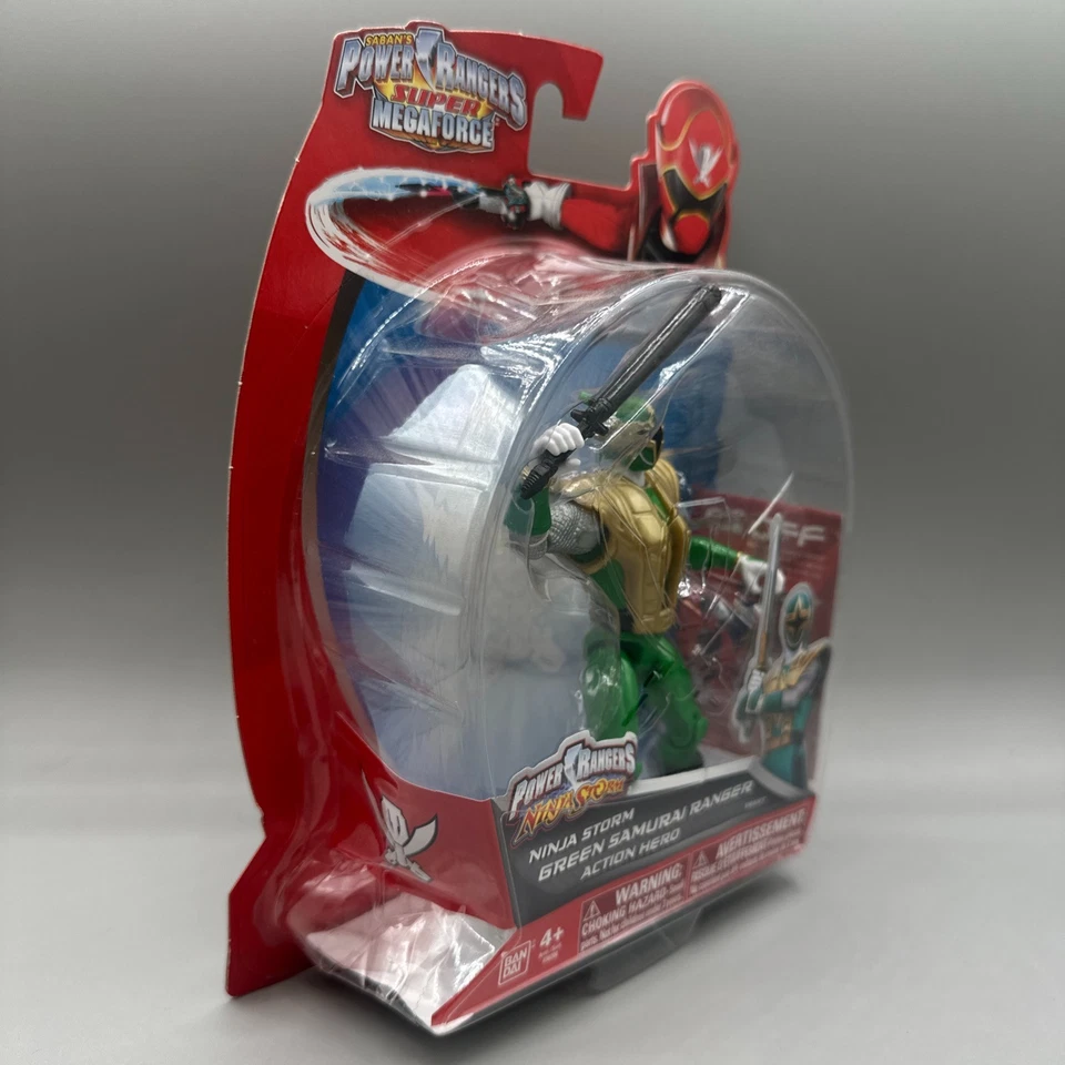 Figura de héroe de acción Power Rangers Super Megaforce Ninja Storm verde samurai Foto 3 de 4