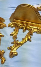 Vintage Syroco Ornate Gold Tone Wall Shelf Hollywood Regency Made In USA