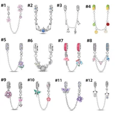 KUNSIR 925 Sterling Silver Safety Chain Charm Stopper Bead for Charm Bracelet