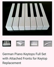 German Piano Keytops Full Set with Attached Fronts for Keytop Replacement