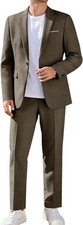 Men's Classic Fit 2 Piece Suit Set One Button Blazer for Business Wedding Casual